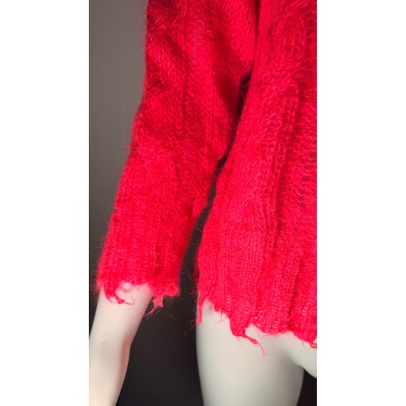 Anthropologie Mohair‎ Posey Stitchy Pink Pullover Sweater Wool Knit Sheer Soft - Picture 7 of 11